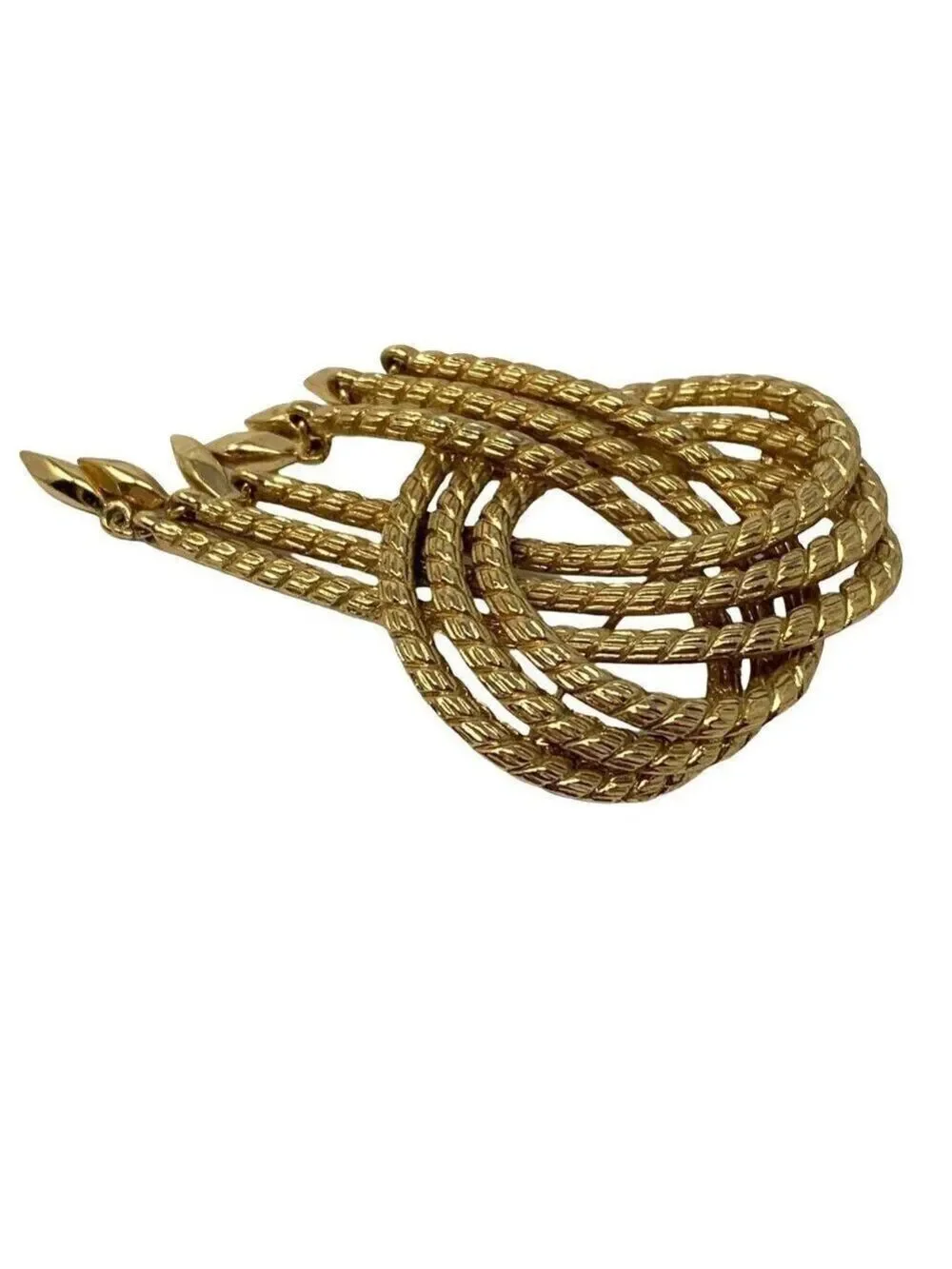 Vintage Monet Rope Knot Brooch Pin Goldtone Gold Tone Tremble Large 2.75 in Sign